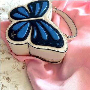 kate spade Cream Butterfly Mini Crossbody with Blue Accents